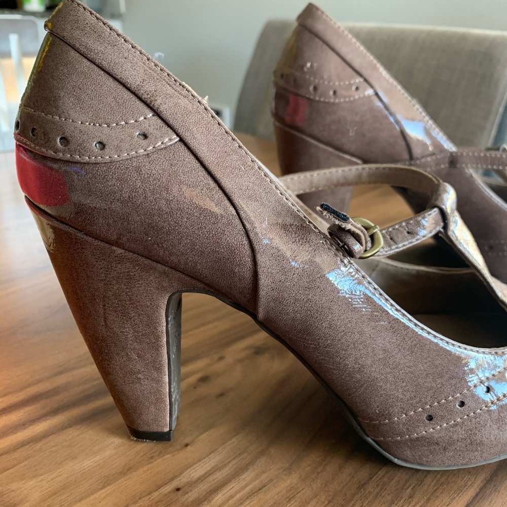 Blush taupe Mary Jane T-Strap